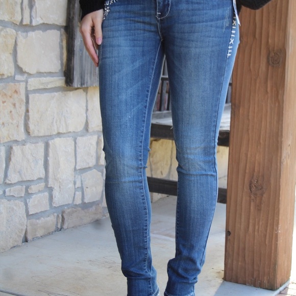 L.A. Idol Women's Skinny Jeans in Deep Blue - Picture 2 of 12